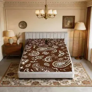 Paisley Print Bed Skirt and Pillowcase Set, American Vintage Style, High-Definition Digital Print, Bedroom Decor, Moving Gift