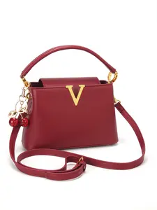 Mother's Day Women's Shoulder Bag, Elegant Bag, Burgundy Light Luxury Tote, Gold V-embellished Crossbody Bag, Crocodile-Embossed Square Clutch, Suitable for Banquets, Weddings, Mother's Day Gifts, Graduation Season, Easter, Crossbody Purse
