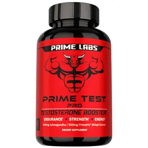 Prime Labs Prime Test Pro Testosterone Booster for Men with Ashwagandha & Shilajit - Energy, Stamina & Strength Support - 60 Capsules