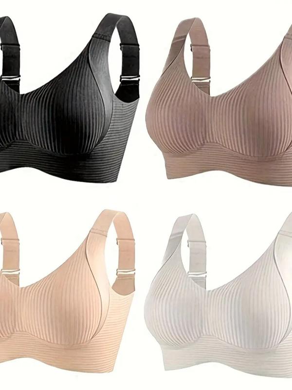 【Plus Size】 Viral 2026! [4-Pack] 3D-Lift Plus Size Bra, Anti-Sagging Seamless Bralette, Maximum Support for Bigger Busts, XL-4XL