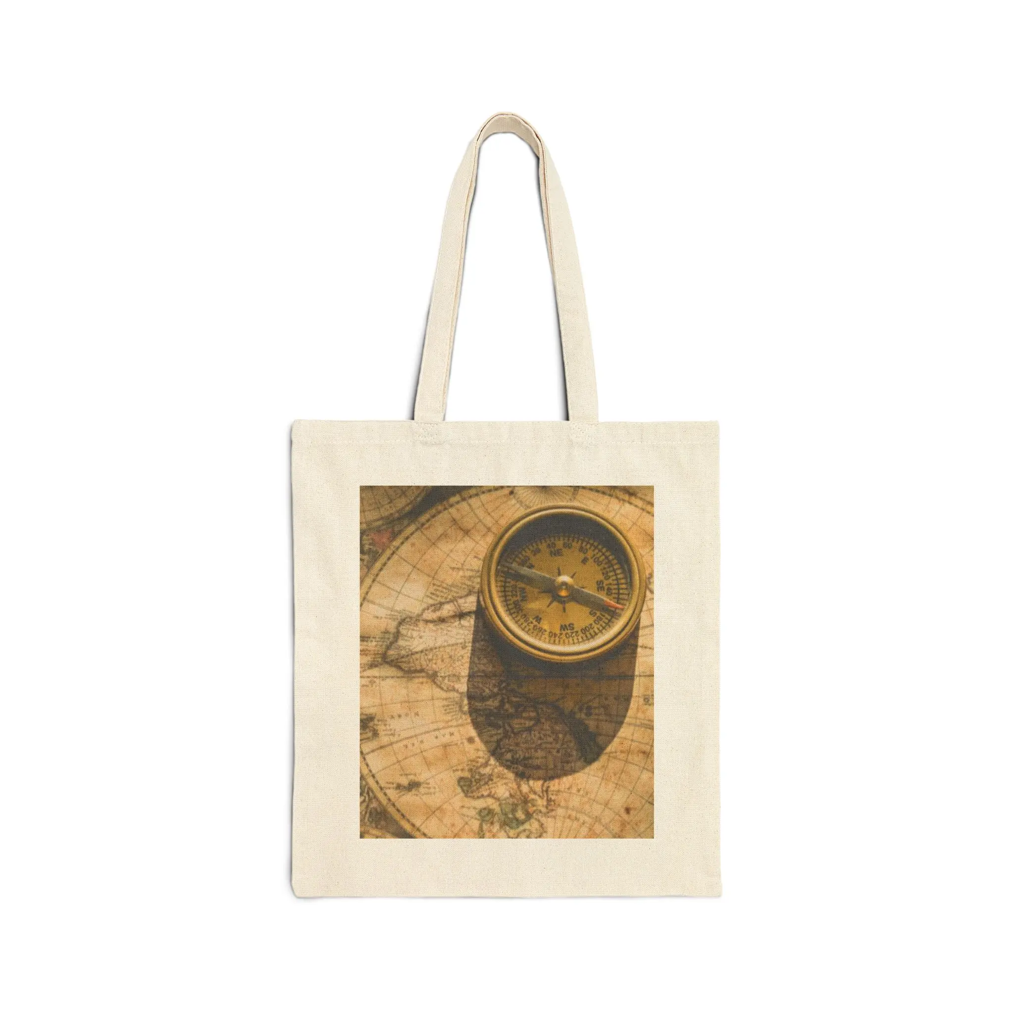 Vintage Compass Map Tote Bag | Antique Nautical Canvas Tote