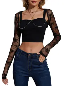 Women Lace Bolero Shrug See Through Floral Cardigan Sheer Mesh Cropped Y2K Going Out Tops