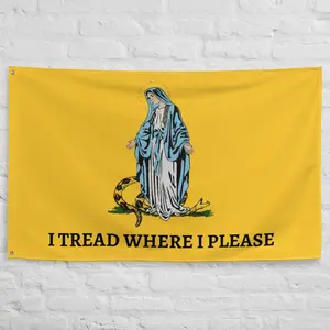 I TREAD WHERE I PLEASE Flag Horizontal - Gadsden flag - Catholic Flag
