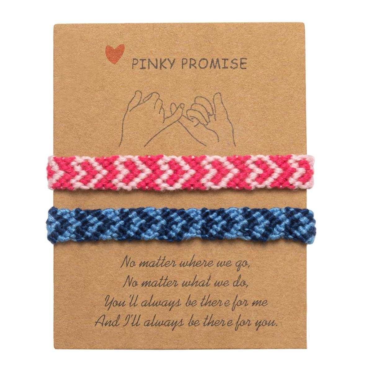 Heart Friendship Bracelets Pinky Promise Pink Best Friends Distance Matching for Women Valentine Couple Family