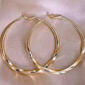 Y2K Gold Oversized Hoop Earrings – Fashion Minimalist Large Statement Hoops for Women