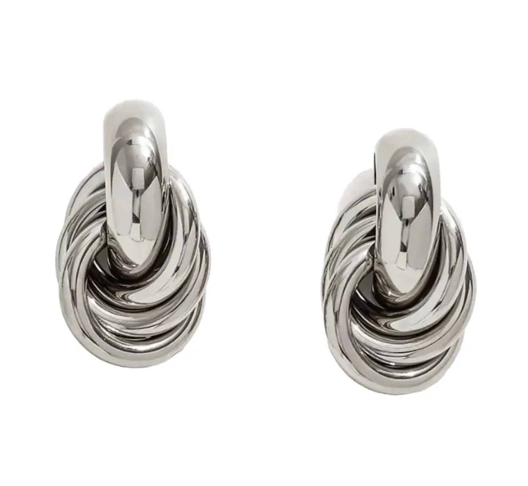 Harper – Chunky Silver Knot Stud Earrings
