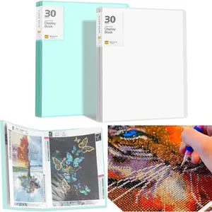 2 Packs A3 Storage Book for Diamond Art Portfolio Folder for Diamond Painting Accessories with 60 Pocket Slevees Protectors (2PCS-Green and White)