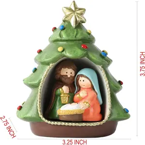 Nativity Sets for Christmas Indoor Decorations Holy Family Nativity Scene for Xmas Decor Gifts - Christmas Party Home Decorations(Green)