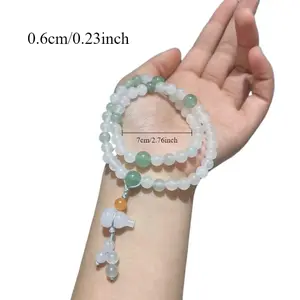 Bohemian Natural Stone Beaded Bracelet with Gourd Pendant - Multi-Colored Beads for Daily and Holiday Wear Handmade Jewelry Trendy Jewelry