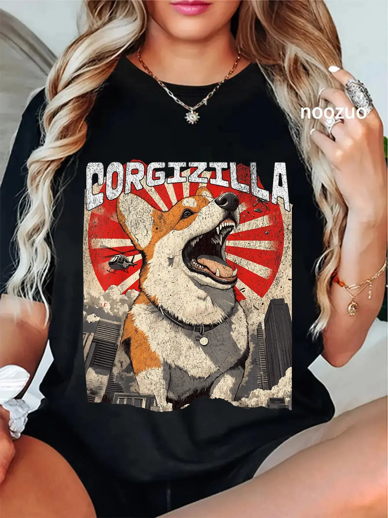 100% Cotton Corgizilla Funny Japan Vintage Style Corgi Lovers T-Shirt