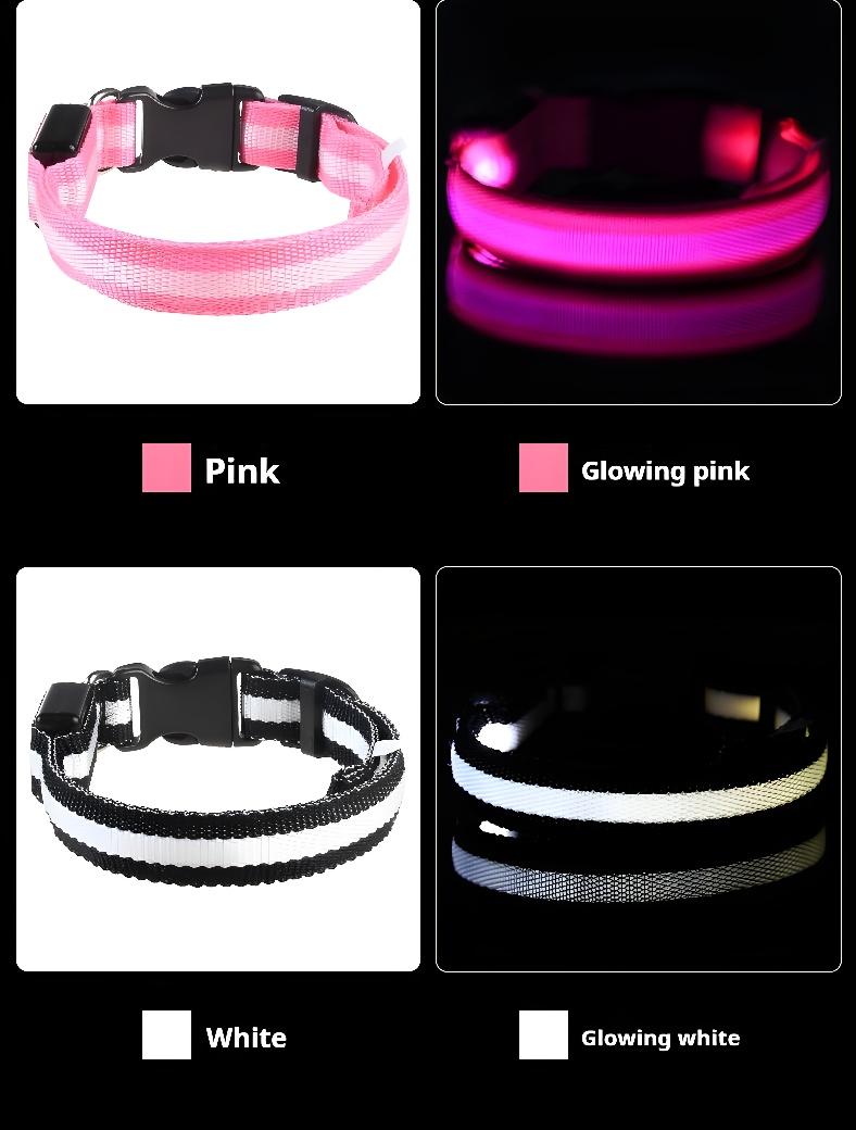 Collar (Glow) - Dog Collar Nylon LED Night Safety Flashing Glow In The Dark Pet Dog Leash pet Dogs Luminous Fluorescent  dog accessories collar night safety Rechargeable reflective cat