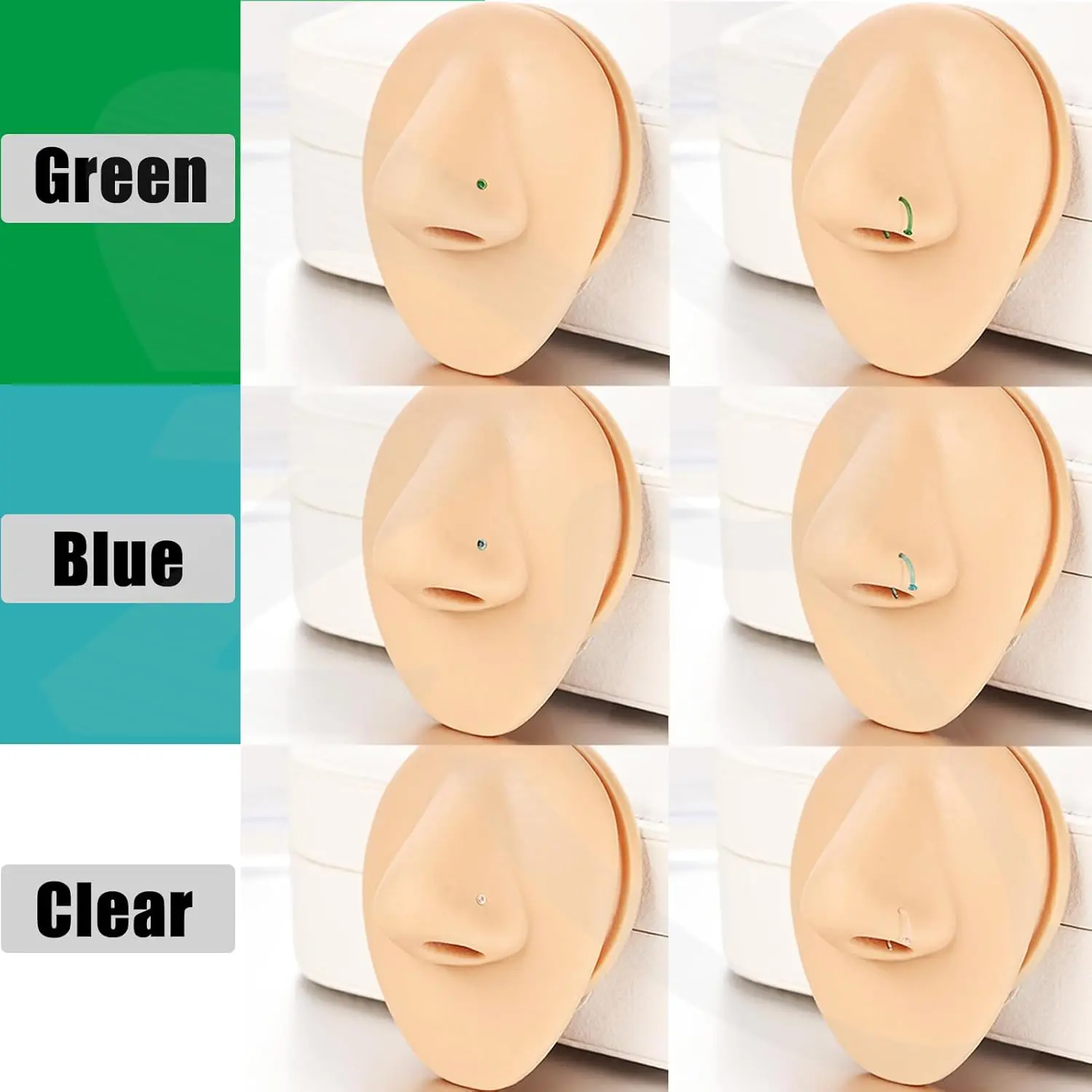 3Pcs Glass Nose Piercing Retainer Clear Nose Studs, 18G Curved Cartilage Conch Helix Clear Nose Rings Septum Piercing Jewelry for Men Women