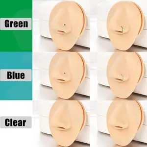 3Pcs Glass Nose Piercing Retainer Clear Nose Studs, 18G Curved Cartilage Conch Helix Clear Nose Rings Septum Piercing Jewelry for Men Women
