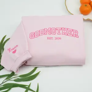 Custom Embroidered Godmother Sweatshirt, Godfather Hoodie with Godchild Name on Sleeve, Personalized Gift for Godmother Proposal, Baptism Gift, Gift for Mothers Day