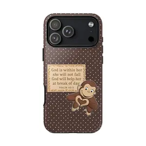 Cute Bible Verse Curious Monkey Phone Case for IP 17 16 15 14 13 12 11 Pro Max XR Xs