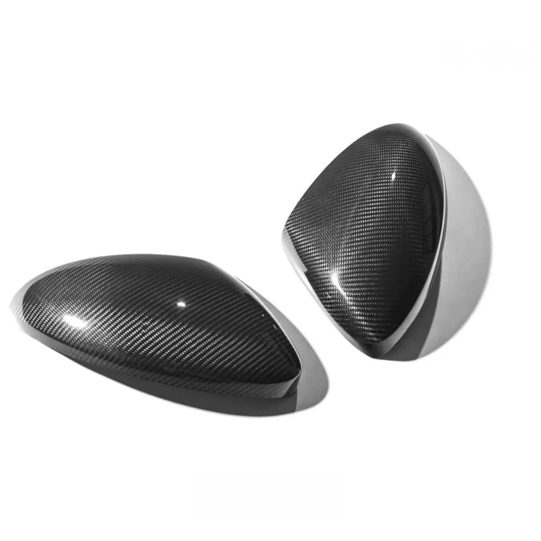 Dry Carbon Fiber Mirror Covers Full Set - No Drill, Stick-On Automotive Car Body Parts, Accessories for Car, Replacement for 2016-2023 Porsche 718 Left Hand Drive Vehicles, Car Accessories