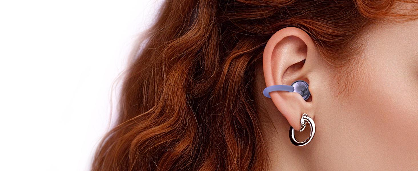 Clip-On Earbuds, Lightweight Comfort with Anti-Drop Design Open Ear Earbuds Bluetooth 5.4, 50H Battery Open Ear Headphones, Waterproof, Perfect for Glasses Wearers, Sports and Workouts