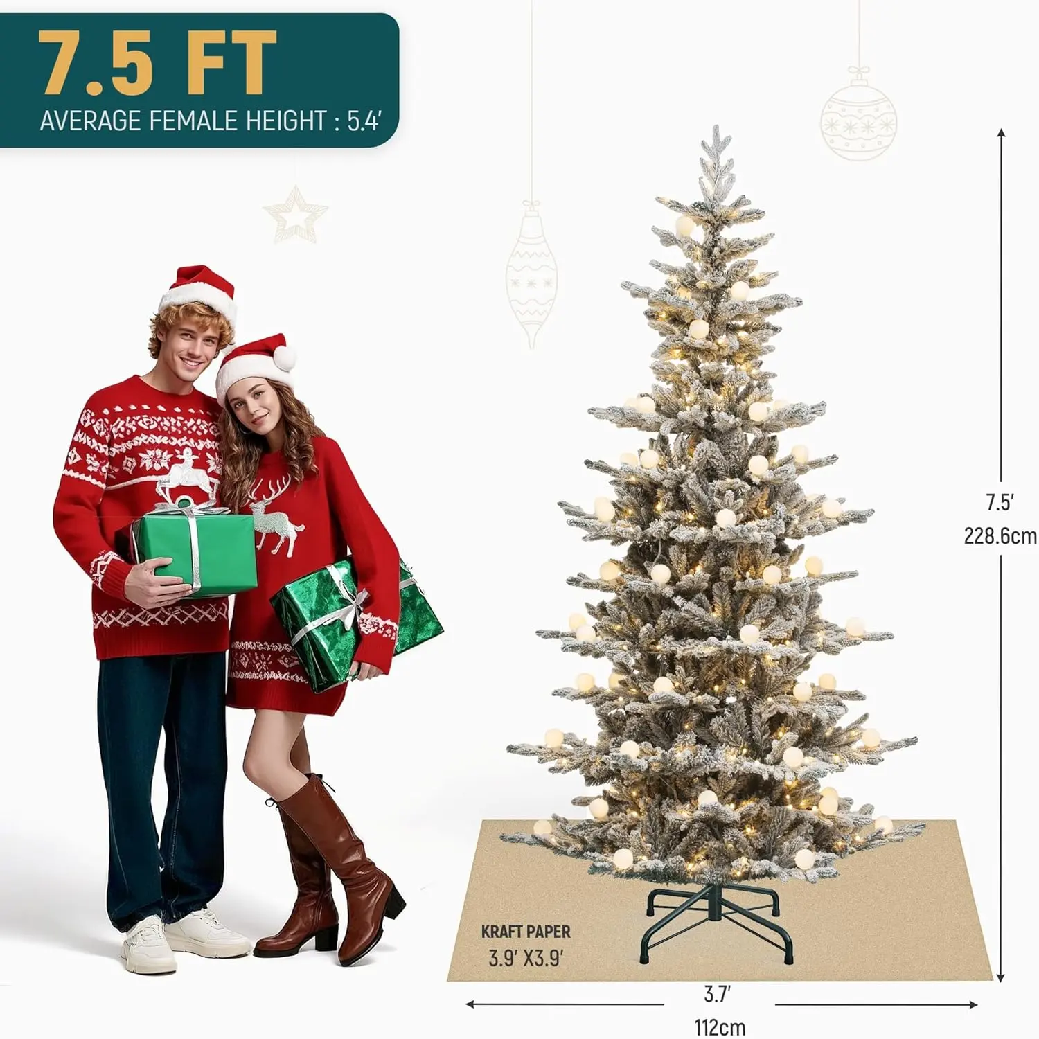 7.5FT Light Bulbs Flocked