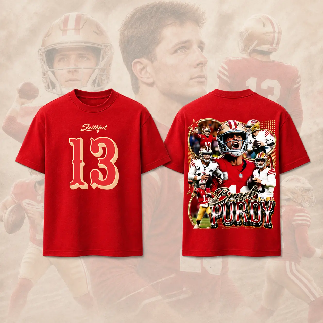 [X-26] Brock Purdy 13 Bootleg Premium Cotton T-Shirt (Made in US), Niner Football Fans Fits High Quality Short-Sleeve Football Shirt, Niner Gang Outfit, Gift for Football Fans, Boyfriend