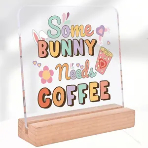 1pc Easter Decor Bunny Peeps Acrylic Sign Desktop Decor Home Decor Funny Decor Cafe Kitchen Bedroom Decoration Easter Party Decoration Party Supplies