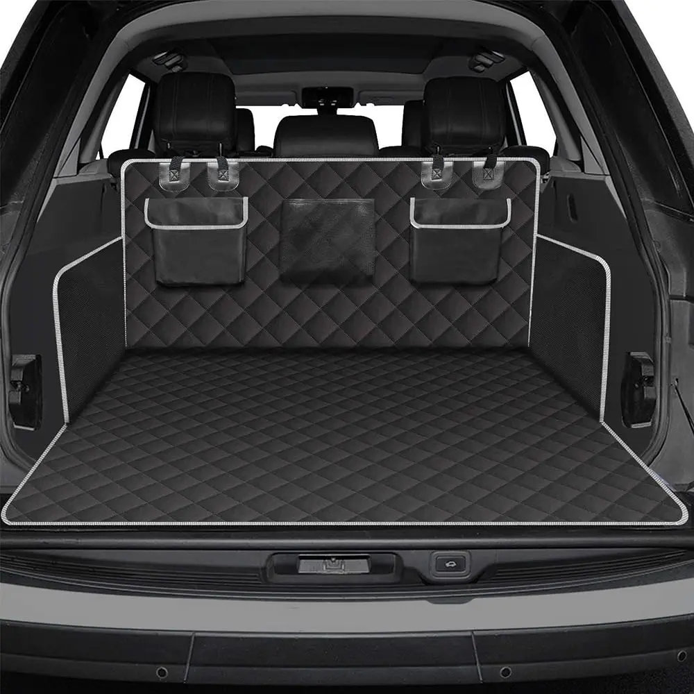 Dog Car Cargo Cover Liner - Nonslip Waterproof Rear Seat Cover with 4 Large Pockets, Bumper Flap Protector, 72.8x40.9in Nonslip Backseat Protector for SUVs, Universal Car Fit