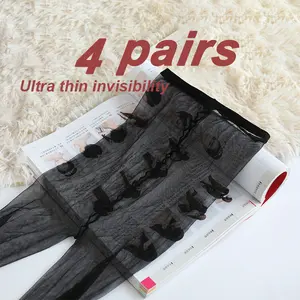 4 Pairs MAX 70KG Women's 0D Ultra-Thin Breathable Nylon Pantyhose - Lightweight Comfort Versatile Style for Daily Wear