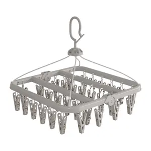 Portable Foldable Clothes Drying Rack, Travel Dormitory Hotel Windproof Hanging Rack, Travel Accessories with Clips, Clothing Hanger