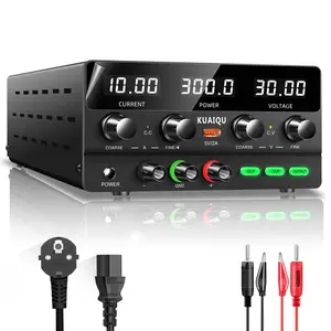 KUAIQU Adjustable DC regulated power supply 30V 10A 300W Switching Power Supply OCP OVP function output switch buzzer alarm short circuit test laboratory power supply DC power supply for mobile phone repair electronic equipment testing teaching equipment