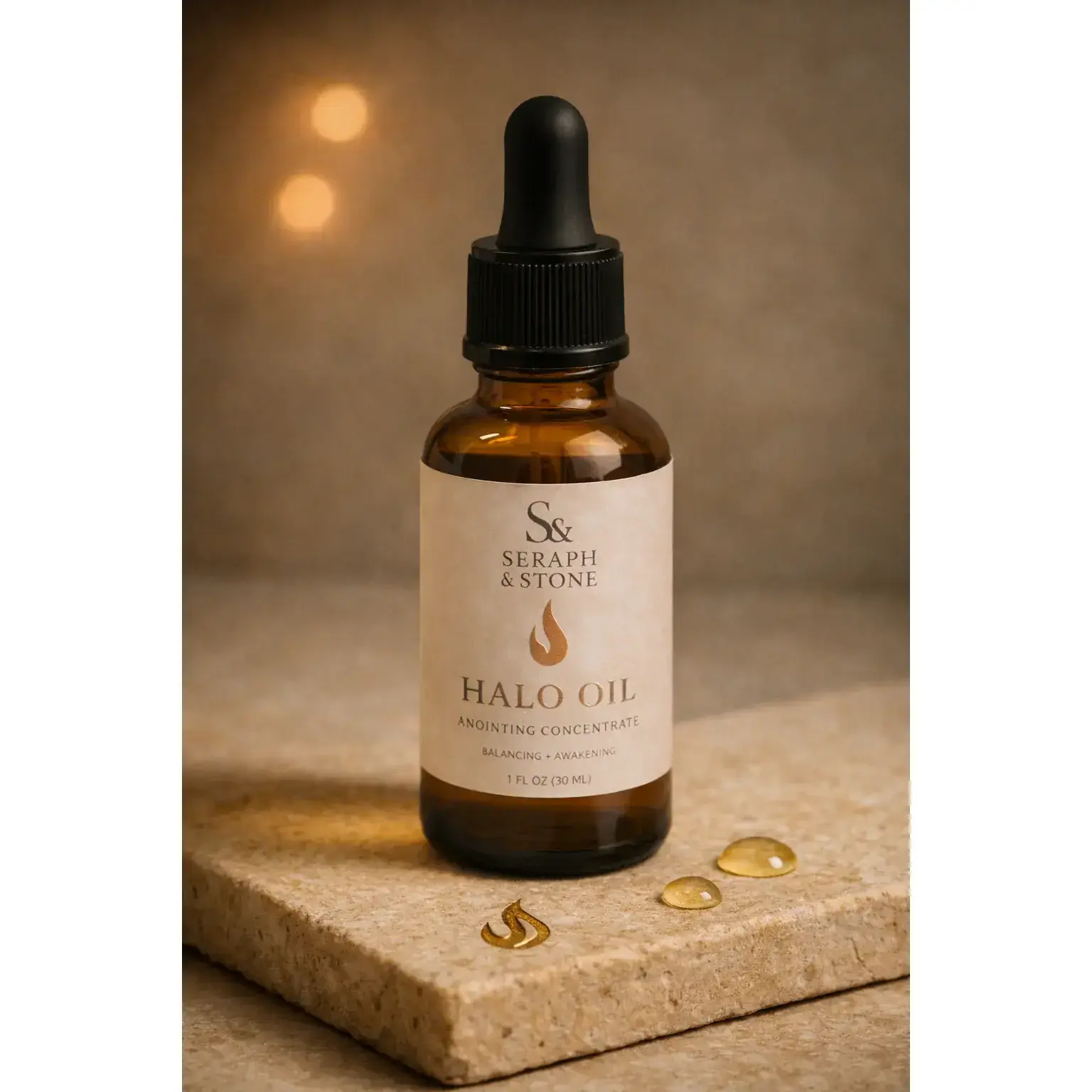 Halo Oil Anointing Concentrate - Hydrating, Lightweight Body & Massage Oil Moisturizer for Soft, Radiant Skin | Sandalwood Amber Aroma Cosmetic Daily Jojoba Scent Body Care