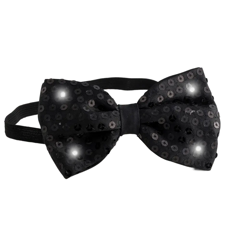 Sequin Bow Tie with LED Flashing Lights | Adjustable Costume Dress Accessory for Kids – Fun Party Wear for Halloween, Birthdays & Theme Party  - One Size Fits Most