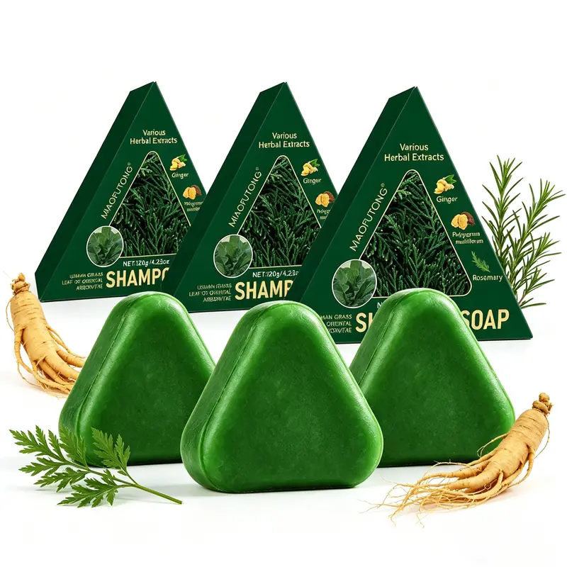 Plant shampoo soap with DHT Inhibitors of Polygonum Multiflorum Ginseng & Tea Tree Oil for Stronger Hair Roots Haircare Haircare Haircare