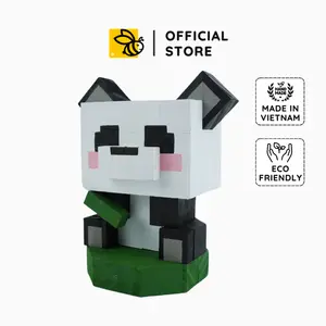 Panda Wooden Model, Unique bear Pixel Block, DIY Minecraft decor, DIY Coloring Kit, Fun DIY Painting, Gift for him, Gift for her