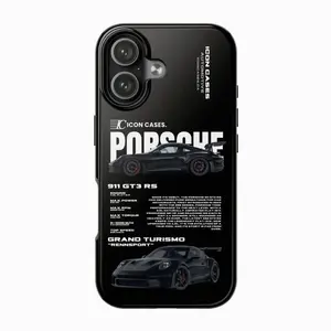 Porsche 911 GT3 RS Black Edition iPhone Case, Rennsport Motorsport Racing Car Graphic Protective Cover for iPhone 17–8 Plus