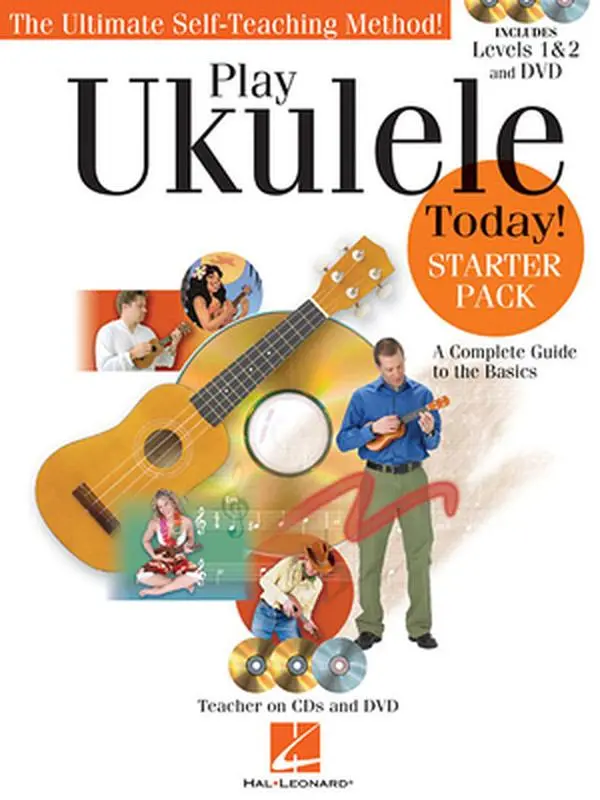 USED Book - Play Ukulele Today! Beginner Starter Pack Tutorial with Levels 1 & 2, Book, CDs, DVD, 60 Full-Demo Tracks, Complete Guide for Chords, Melodies, Strumming by Tagliarino, Barrett (Paperback, English) - Group Instruction Self-Teaching Course