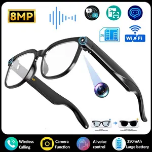 Smart AI Glasses With 8MP Camera ,1080P Anti-Shake Video Recording, Real Time Translation,AI Voice Assistant,Object Recognition,Bluetooth Sunglasses for Men Women
