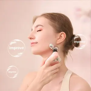USB charging roller beauty massage device - Slimming tool - Electric double ball microcurrent vibration to remove facial wrinkles and rejuvenate skin. V face facial penetration massage device