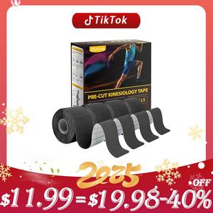 Dimora Kinesiology Tape 4 Rolls - Elastic Cotton Athletic Tape, 16.4 ft, 80 pre-cut tapes for muscle pain relief. Pair with KT tape, kinesiology tape, KT tape for knees, and skin tape for added support.