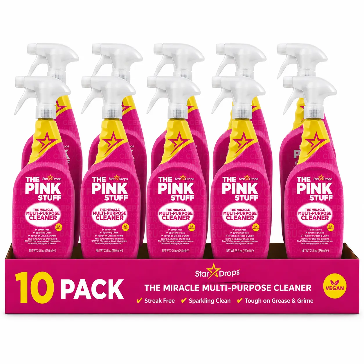 (Pack of 10) Stardrops The Pink Stuff Miracle Multi-Purpose Cleaner Spray, 25.36 Fl Oz, Powerful All Purpose Household Cleaner for Kitchen, Bathroom, Grease, Grime & Stain Removal