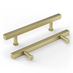 goldenwarm Solid Brushed Brass Cabinet Handles Kitchen Hardware Handles