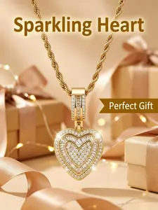Women's Elegant Heart Zircon Pendant Necklace, Trendy Lockbone Chain, Fashion Jewelry for Daily Wear, Perfect Gift for Birthdays and Holidays