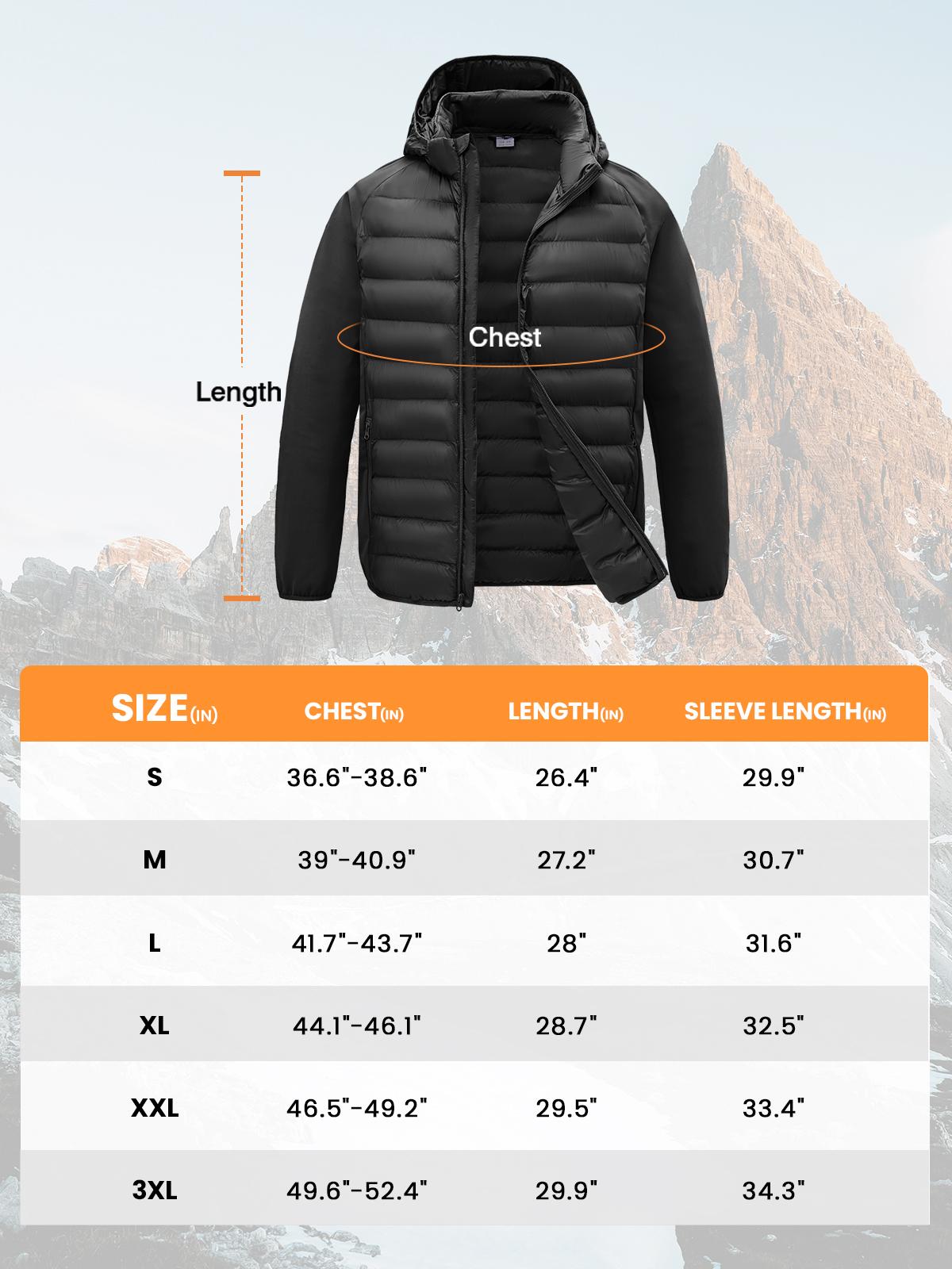 GOPUNE Men's Insulated Running Jacket Hybrid Lightweight Puffer Jacket Detachable Hood Warm Winter Coat Hiking Golf