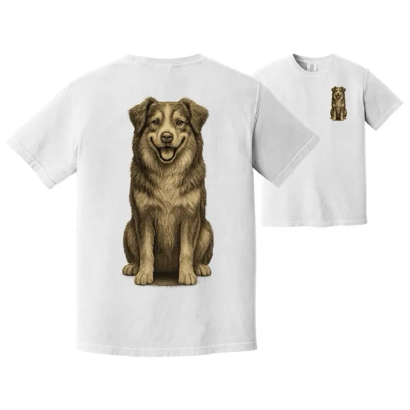 Australian Shepherd Printed T Shirt - Unisex - 100% Cotton- Front and Back Print