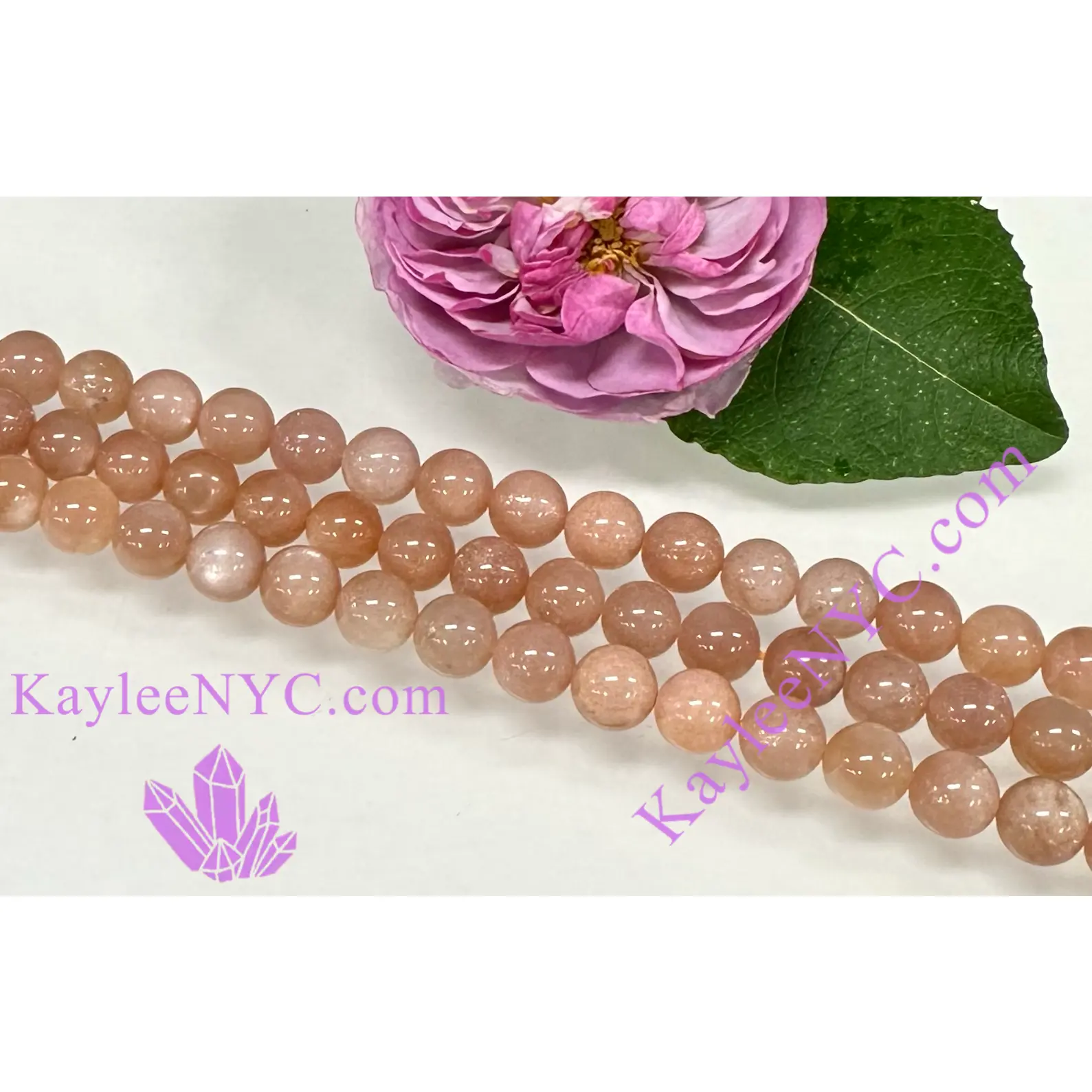 3 strands 8mm Natural Peach Moonstone Beads