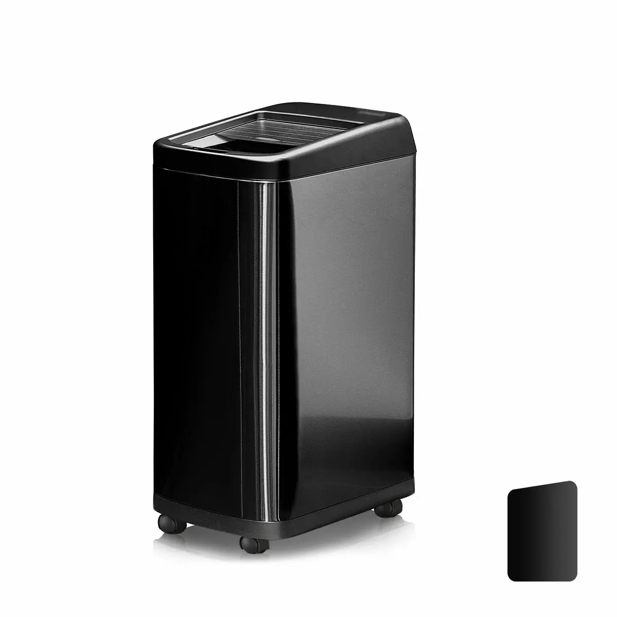13-Gal Motion Sensor Trash Can, Automatic Touch-Free High-Capacity Black Kitchen Garbage Bin with Roll-Up Lid and Wheels