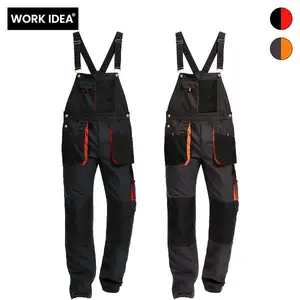WORK IDEA Men's Bib Overalls Sturdy Canvas Work Overalls with Knee Pad Pockets Durable Construction for Men