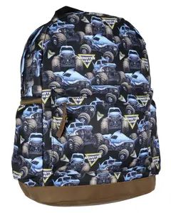 Monster Jam Backpack Allover Megalodon Shark Monster Truck School Book Bag with Laptop Tech Sleeve 16"