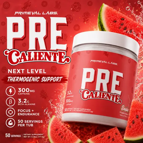 PRE Caliente Pre-Workout Powder | 300mg Caffeine | 3.2g Beta-Alanine | Thermogenic Support | 50 Servings