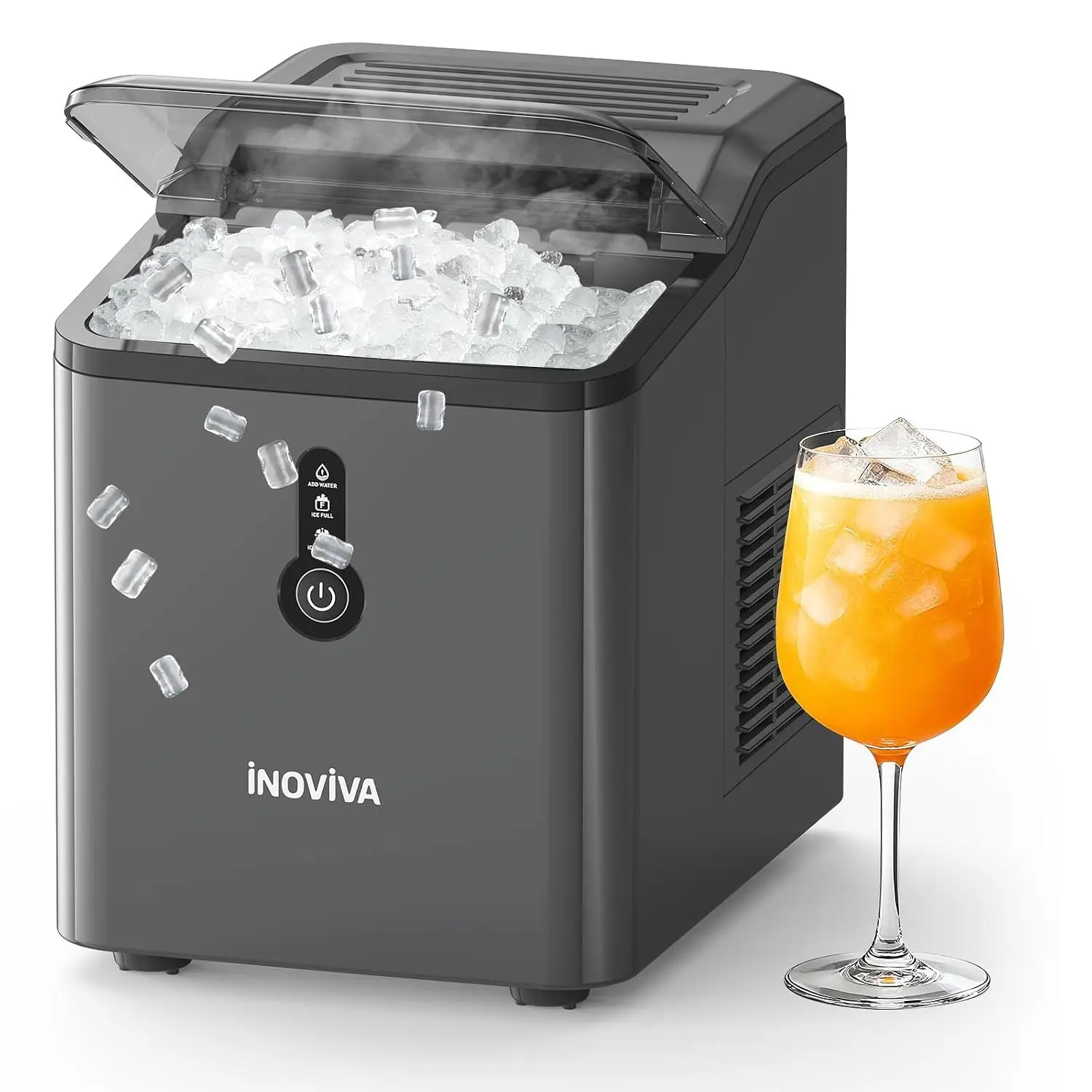 Inoviva Countertop Ice Maker Machine, Portable Compact Ice Maker with Self-Cleaning Function, Stainless Steel Design for Home, Kitchen, Office & Parties