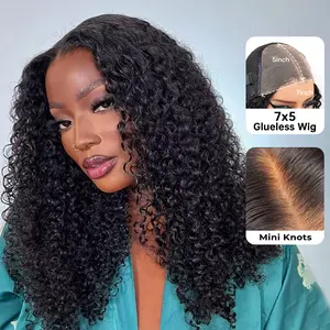 Keiyet Glueless 13x6 HD Lace Frontal Wig Human Hair Kinky Curly Brazilian 7x5 HD Lace Closure Wigs For Black Women Pre Plucked