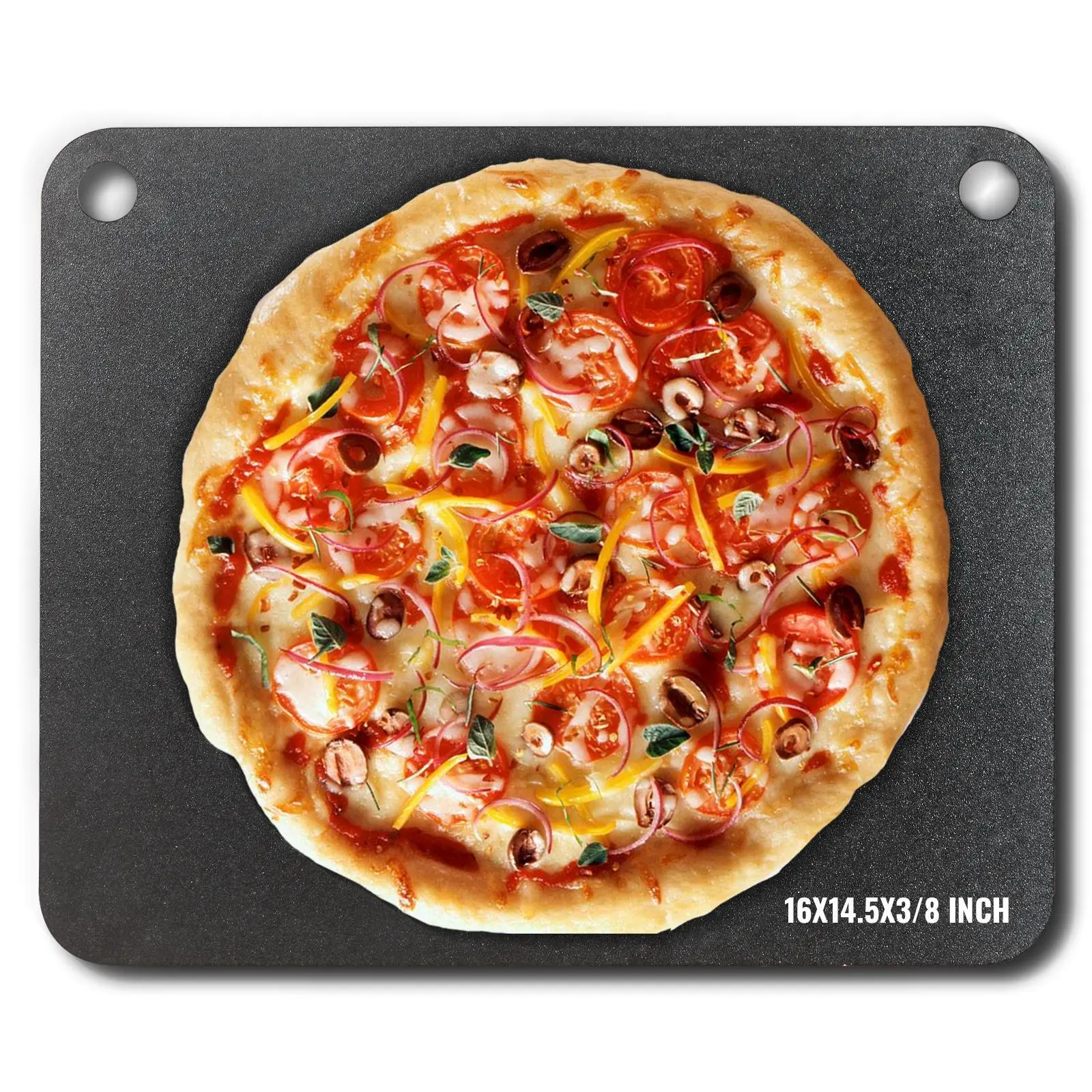 【Summerfinds】VEVOR Pizza Steel,  , 16" x 14.5" x 3/8" Pizza Steel Plate for Oven, Pre-Seasoned Carbon Steel Pizza Baking Stone with 20X Higher Conductivity, Heavy Duty Pizza Pan for Outdoor Grill, Indoor Oven
